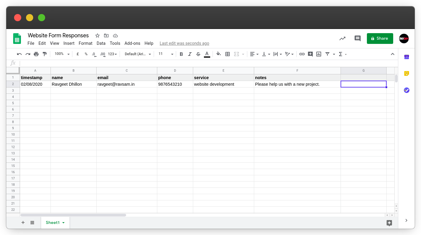 Collect form responses using Google Apps Script