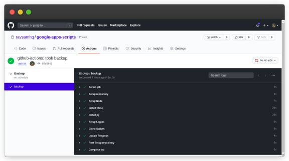 Backup Google Apps Script using Github Actions